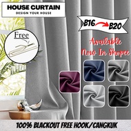 B16 - B20 BLACKOUT CURTAIN For Door &amp; Window Ready Made Curtain (FREE HOOK/CANGKUK)