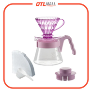 HARIO - 日本製V60 01 20周年限量色彩手沖咖啡壺組（玫瑰粉）附40張濾紙 | 耐熱玻璃過濾杯 | 手沖咖啡滴漏壺套裝 01膠濾杯組合 VCSD-01-20CP【平行進口產品】