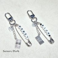 Simple WORD KEYCHAINS keychain with the WORD RICH, MONEY simple charm to bring fortune in 2025