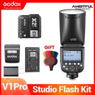 Godox V1 Pro V1Pro TTL Li-ion แฟลชกล้องติดหมวกกลมส่งไร้สายแฟลช Speedlite + ทริกเกอร์ไร้สาย X2T สำหรั