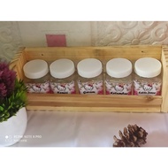 Wooden spice jar + free spice sticker jar (5 pcs)