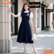BEMINE lotus collar design dress with A-line pleated chest, suitable for work-MT11153