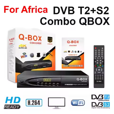 Factory Q-BOX DVB S2+T2 Combo TV Decoder 1080P HD Digital TV Receiver Satellite TV Tuner H.264 EPG S