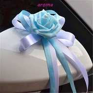 AROMA Car Decoration Decor Rearview Mirror Artificial Flower Ribbon Wedding