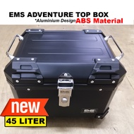 [45 LITER] MOTORCYCLE TOP BOX ABS EMS ADVENTURE - ALUMINIUM DESIGN