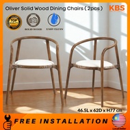 (FREE Installation+Shipping) KBS Oliver (2pcs) Full Solid Wood Dining Chair / Easy Clean Fabric / 46