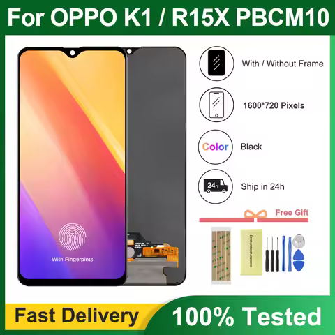 6.4 inch AMOLED/TFT For Oppo R15x PBCM10 PBCT10 / For Oppo K1 PBCM30 LCD Display Touch Screen Digiti