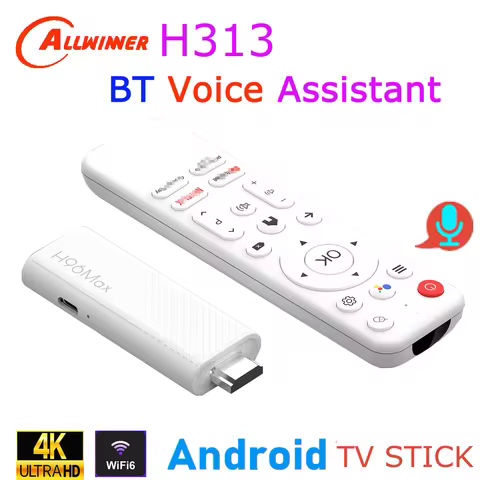 H96 Max Android TV Stick Allwinner H313 Quad Core 4K Wifi6 BT Voice Assistant Remote Control 16GB 8G
