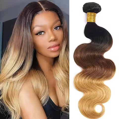 T1b/4/27 Honey Blonde Bundles Body Wave Bundles Raw Human Hair Extensions Ombre Honey Brown Brazilia