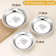 316 Stainless Steel Plate Kid Eating Plate Dinnerware Round Plate Children's Anti-Fall Plate Noodle 