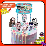 [CUSTOM NAME] Happy Birthday Cake Topper Gacha Life Anime Decoration Set Party Accessories Banner Hi