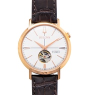 Bulova 寶路華 金框開心窗鏤空自動機械錶 (啡色皮帶/自動機芯) 90%新⁠