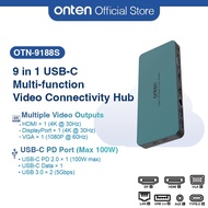 ONTEN 9188S 9-in-1 Multifunction Video Connectivity Hub with HDMI/Vga/DisplayPort/USB 3.0, RJ45 for 