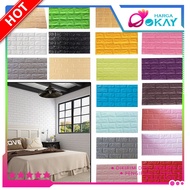 HO 3D Foam Wall Wallpaper Plain Star Brick Motif Size 37.5 x 70 CM Waterproof Brick Sticker