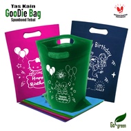 Tas Souvenir Snack Ultah Bahan Kain spunbond Goodie bag tulisan karakter kartun Happy Birthday Ukura