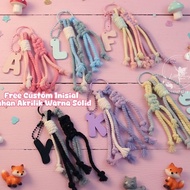 GANTUNGAN BagCharm Macrame Custom Initial Keychain/ Initial Bag Keychain/ Macrame Rope Keychain/