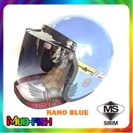 TOPI KELEDAR ORIGINAL MS88 57CM HELMET NANO BLUE + BOGO VISOR