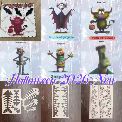 August 2026 New Halloween Devil Mummy Fish Bones Clear Stamps Stencil For DIY Decorating Scrapbook D