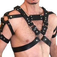 Harness Mens Chest Bondage PU Leather Gay Erotic Lingerie Body Cage Adjustable Fetish Clubwear Sexy Punk Rave Cosplay Tops