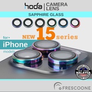 HODA SAPPHIRE Camera Lens Protector Metal Bezel Frame Glass Cover for iPhone 15 Pro Max / 15 Plus / 