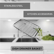 Kitchen Sink Dish Drainer Adjustable Stainless Steel Dish Basket Organizer Sink Basket Rinsing Plate