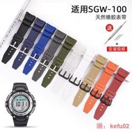 【現貨】【錶帶】沐時代用SGW-100-1V電子表樹脂橡膠手表帶sgw-200/prg100