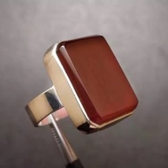 天然男士紅色也門瑪瑙戒指紅瑪瑙戒指男士銀 925 手工製作