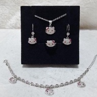 Hot Perhiasan 1 Set Hello Kitty Perak Asli 925 Anak Anak ✔