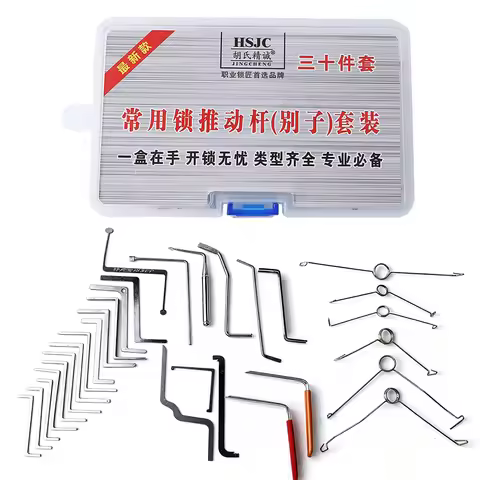 30pcs HUK Common Lock Cylinder Push Lever, Locksmith LockPick Tension Wrench Tools Multifunctional L