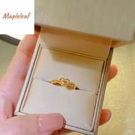 Original 916 gold Heart to Heart Print Hollow Folded Heart Ladies Adjustable Ring Accessories Jewelr