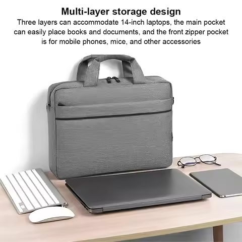 Laptop Carrying Case Shockproof Laptop Shoulder Bag Waterproof Computer Cover Bag 3 Compartments Lap