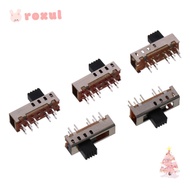 ROXUL 5pcs Toggle Switch, 4 Position 5mm Toggle Micro Slide Switch, Mini SS-24E01 10P 2P4T Vertical 