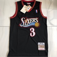 Men's New Basketball Jerseys 76ers 3 ALLEN IVERSON Jersey Black