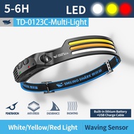 Smiling Shark TD-0123 Rechargeable Headlight COB Headlamp Work Light Led Head Flashlight Sensor Whit