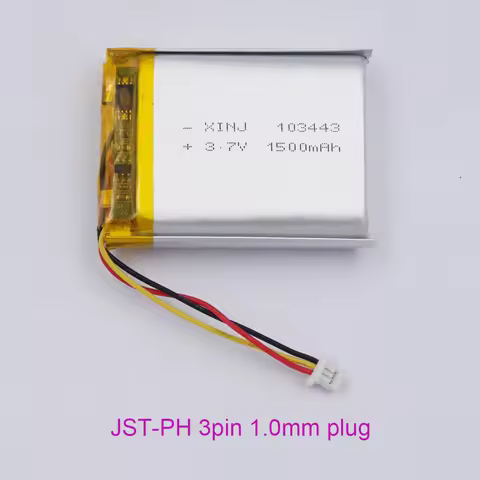3.7V 1500mAh 5.55Wh 103443 JST 3Pin 1.0mm Li-Polymer NTC Thermistor Replacement Li Lipo Rechargeable