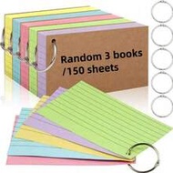 Index Card, 50 Color Flashcards With Loops Per Book, 3x5 Inch Note Cards, Note Cards With Lines, Rul