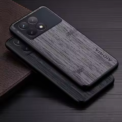 Case for Poco X6 Pro X6 Funda Bamboo Wood Pattern Leather Phone Cover Luxury Coque for Xiaomi Poco X