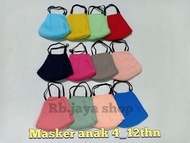 12.pcs masker kain anak 4-12 thn#masker tali karet kuping#masker 3lapis/3 play