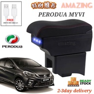 AMAZING GEAR UP PERODUA MYVI 2018-2022 DOUBLE LAYERS ARM REST WITH 3USB PORT CONSOLE STORAGE BOX BLA