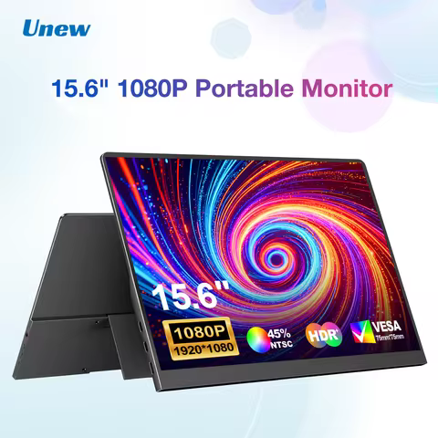 Unew 15.6 inch Portable Monitor 1920×1080 60Hz IPS HDMI Type-C VESA 75*75mm for PC PS Xbox Phone Off