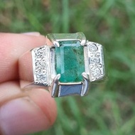 男士祖母綠戒指 天然祖母綠戒指 男士精緻祖母綠戒指 男士小指戒指