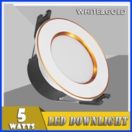 ➴ ℡ ◬ LED Downlight White Gold 5watts Super Bright Light Tri Color Ceiling Pin Light 1 Piece LED Do