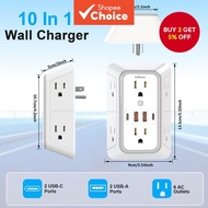 Outlet Extender Surge Protector - 6 Outlet Splitter with 4 USB Ports(2 USB C),Multiple Plug Expander
