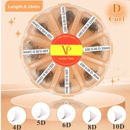 VP 800 Fans Curl:C/D 4D/5D /6D/8D/10D Pointy Base Short Stem Brown Premade Russian Volume Fans Faux 