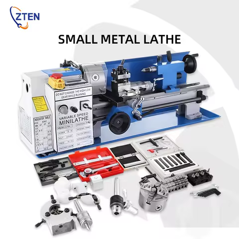 0-2500 RPM CJ0618 Mini Metal Lathe Machine Variable Speed Bench Top Benchtop Mini Lathe Multi-functi