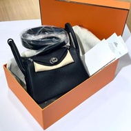 全新HERMES MINI LINDY二代 G刻 CK89 PHW 黑色銀扣TC皮 #BRAND NEW #香榭站正品