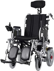 Lightweight for home use Wheelchair Lightweight Folding Power Compact Mobility Aid Wheel Chair Full Lying Electric Wheelchair with Headrest 180&amp;Deg; Adjustable Lie Down