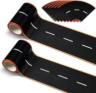 32.8 Ft x 3 in Road Tape for Toy Cars, Road Tape for Kids, 2 Rolls Roadway Tapes with Curves Race Tr