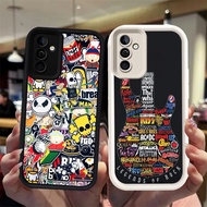 N60 Fashion Rock Band Silicone Black White Casing for Samsung A35 A34 A15 A24 A14 5G Case