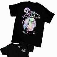 KRMK Kaos T Shirt Baju Distro Anak Laki-Laki Perempuan SCOOTER GARAGE TENGKORAK HOLOGRAM Kaos Motor